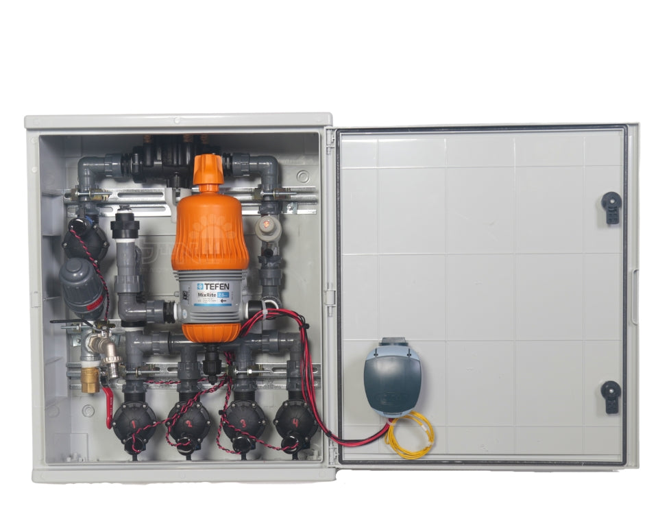 ארון השקיה 4 הפעלות עם מערכת דישון | DC מופעל ע״י סוללות