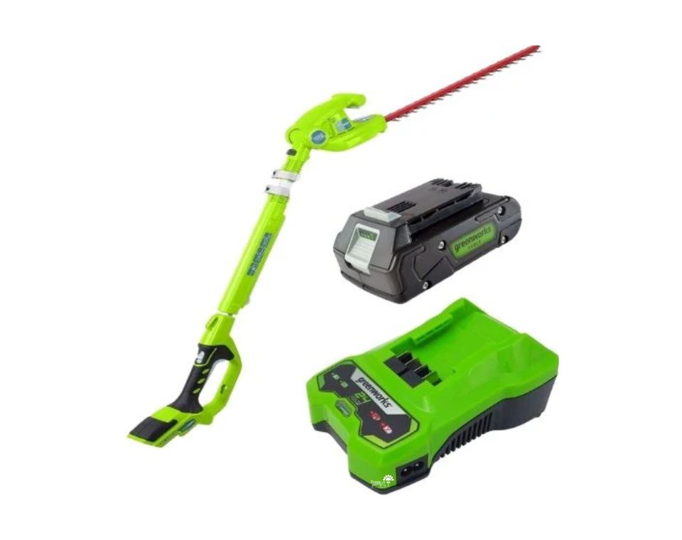 גוזם גדר חיה גובה 24V | סוללה 2Ah | מטען | greenworks