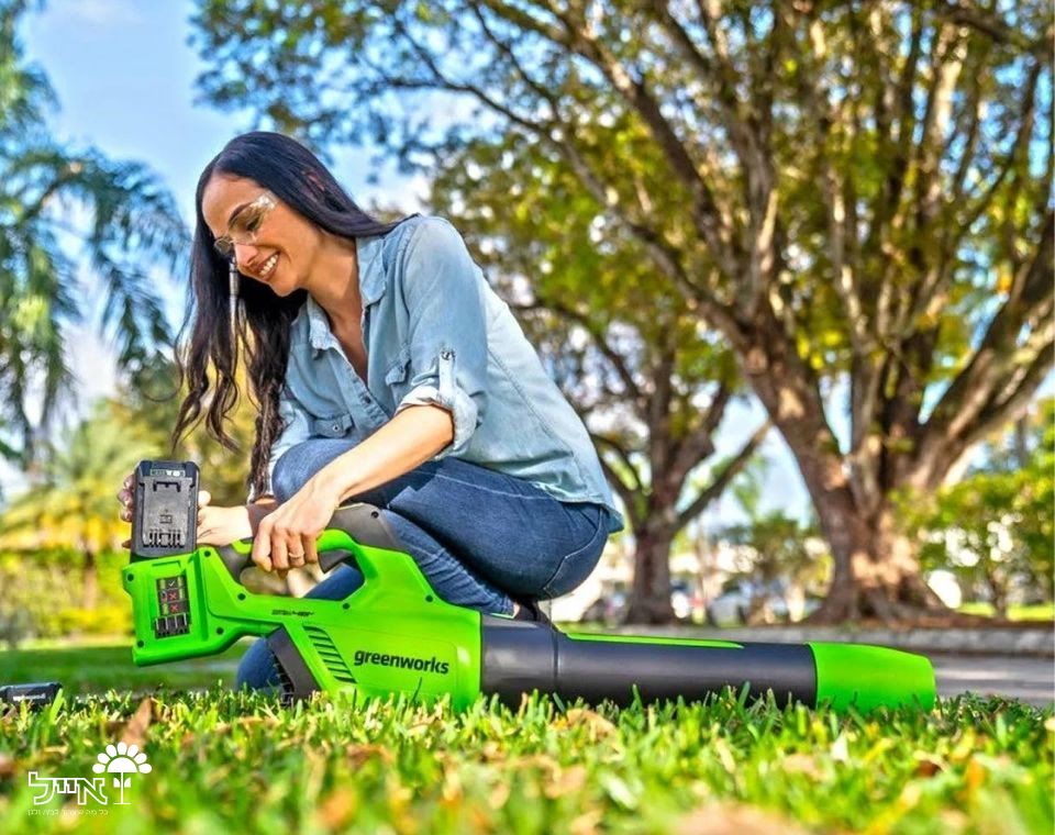 מפוח עלים 48V(2X24V) Brushless עם שתי סוללות 5.0Ah + שקע USB מטען מהיר Dual Port (4A)