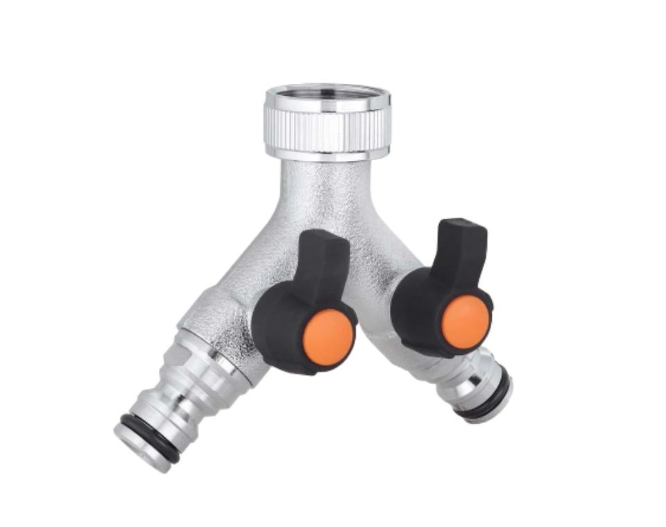 מחבר ברז כפול מתכת | מפצל Y לברז גינה | 9602