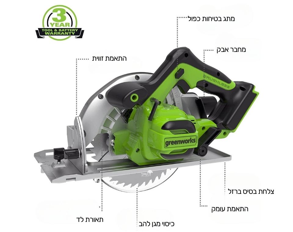 מסור עגול Brushless 24V עם סוללה 4.0AH + מטען מהיר