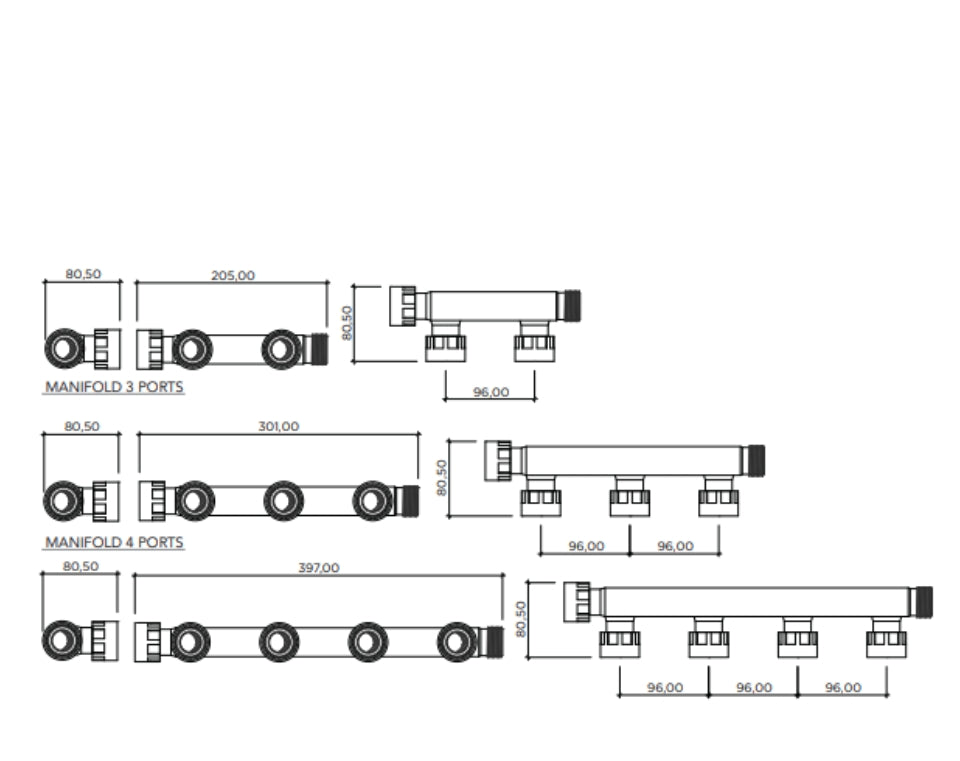 סעפת מניפולד רקורד | 4 יציאות | 1"