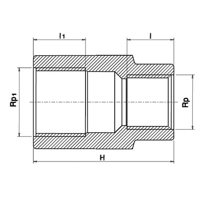 מופה מעבר | הברגה פנים/חוץ | ''1 - ''3/4