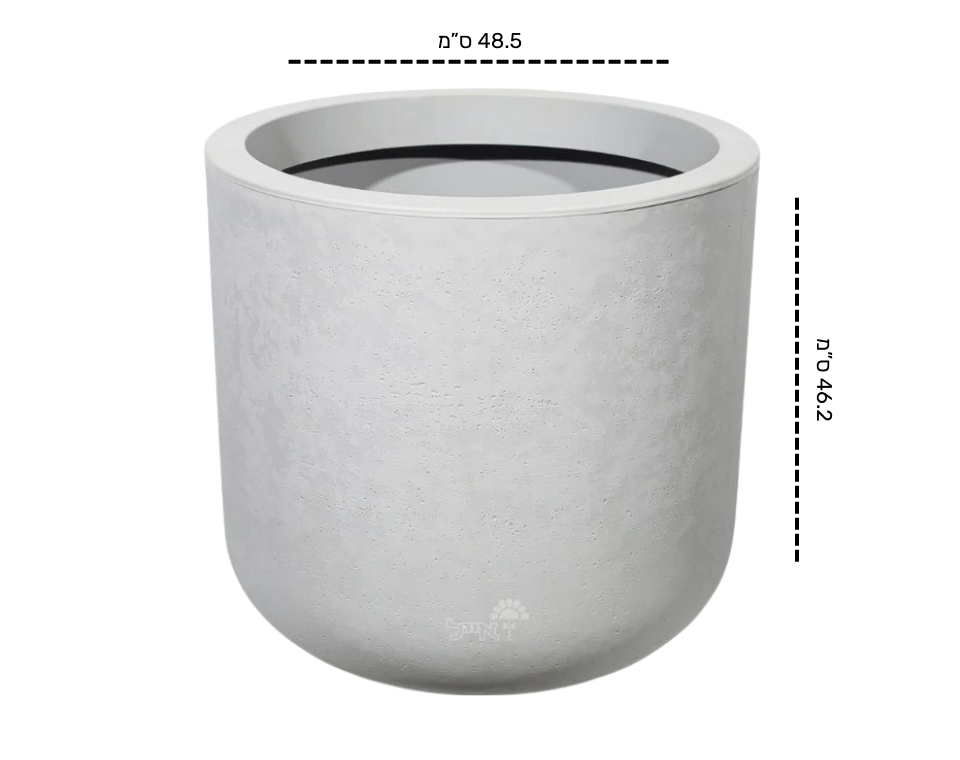 כד עגול דמוי בטון | מידות 48.5X46.2 | אפור בהיר