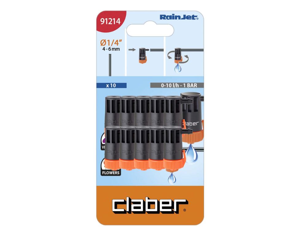 טפטפת מווסתת | 0-10 ליטר לשעה | מארז 10 יחידות | 91214