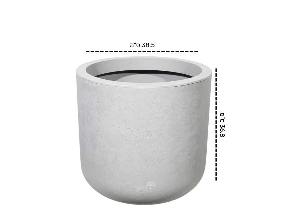 כד עגול דמוי בטון | מידות 38.5X36.8 | אפור בהיר