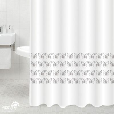 וילון אמבטיה פרפרים | מידות 180X180