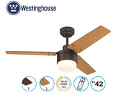 מאוורר תקרה דקורטיבי 42" | דגם Talia | ברונזה | כולל גוף תאורה מובנה