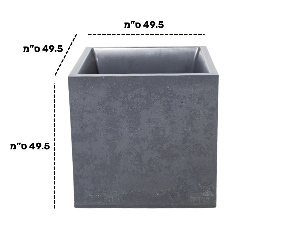אדנית דמוי בטון | מידות 49.5X49.5X49.5 | אפור כהה