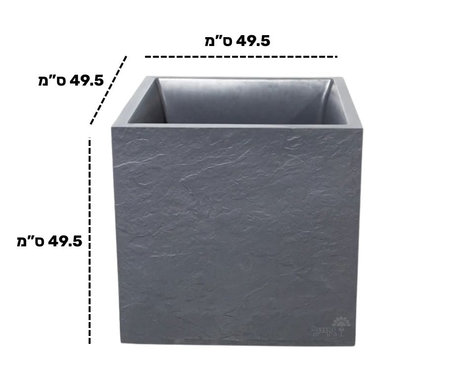 אדנית דמוי אבן | מידות 49.5X49.5X49.5 | אפור כהה