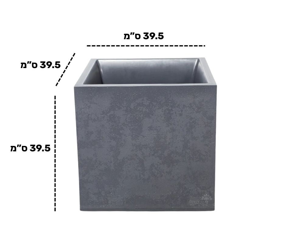 אדנית דמוי בטון | מידות 39.5X39.5X39.5 | אפור כהה