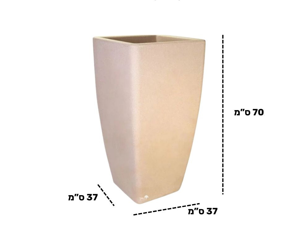 כד מרובע חלק | 37X37X70 | אבן