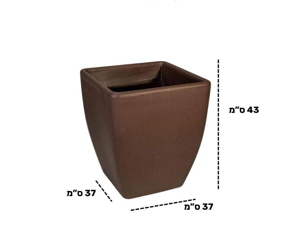 כד מרובע חלק קטן | 37X37X43 | חום