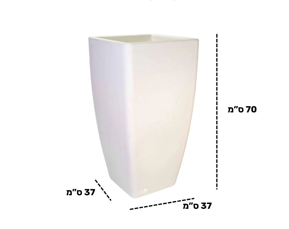 כד מרובע חלק | 37X37X70 | לבן