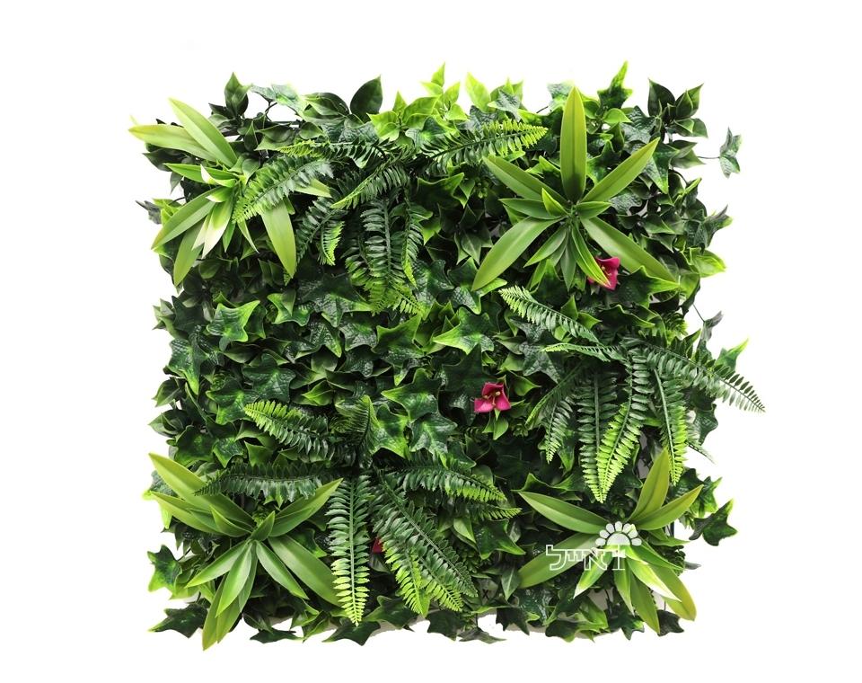 קיר ירוק מתכוונן - עלה משולב פרחים ורודים | 50/50 ס״מ