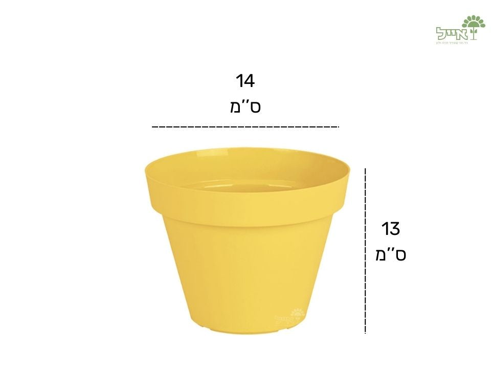 עציץ אביב | צהוב בננה | קוטר 14 ס"מ