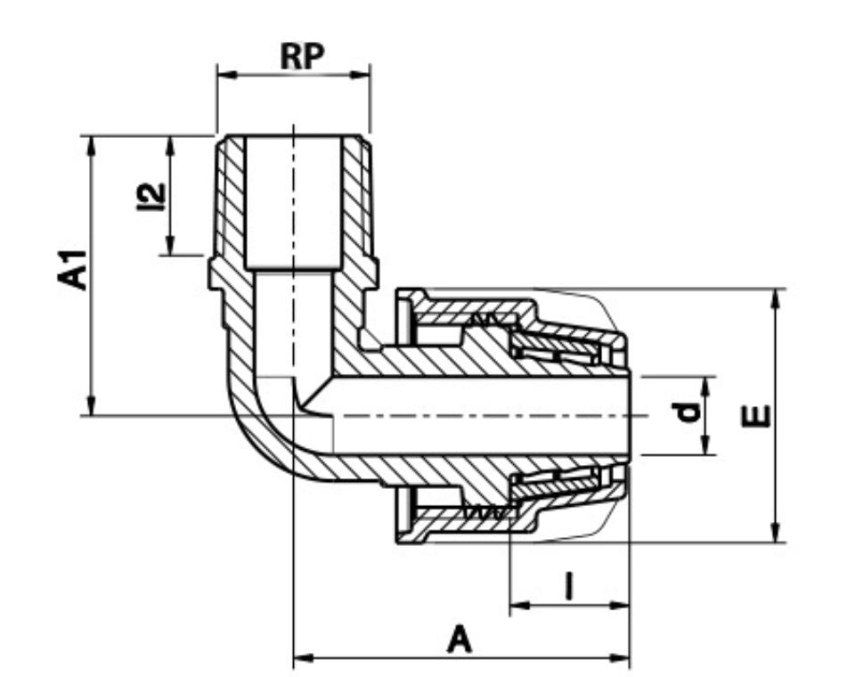 זווית הברגה חיצונית 16 מ״מ | סדרה חומה