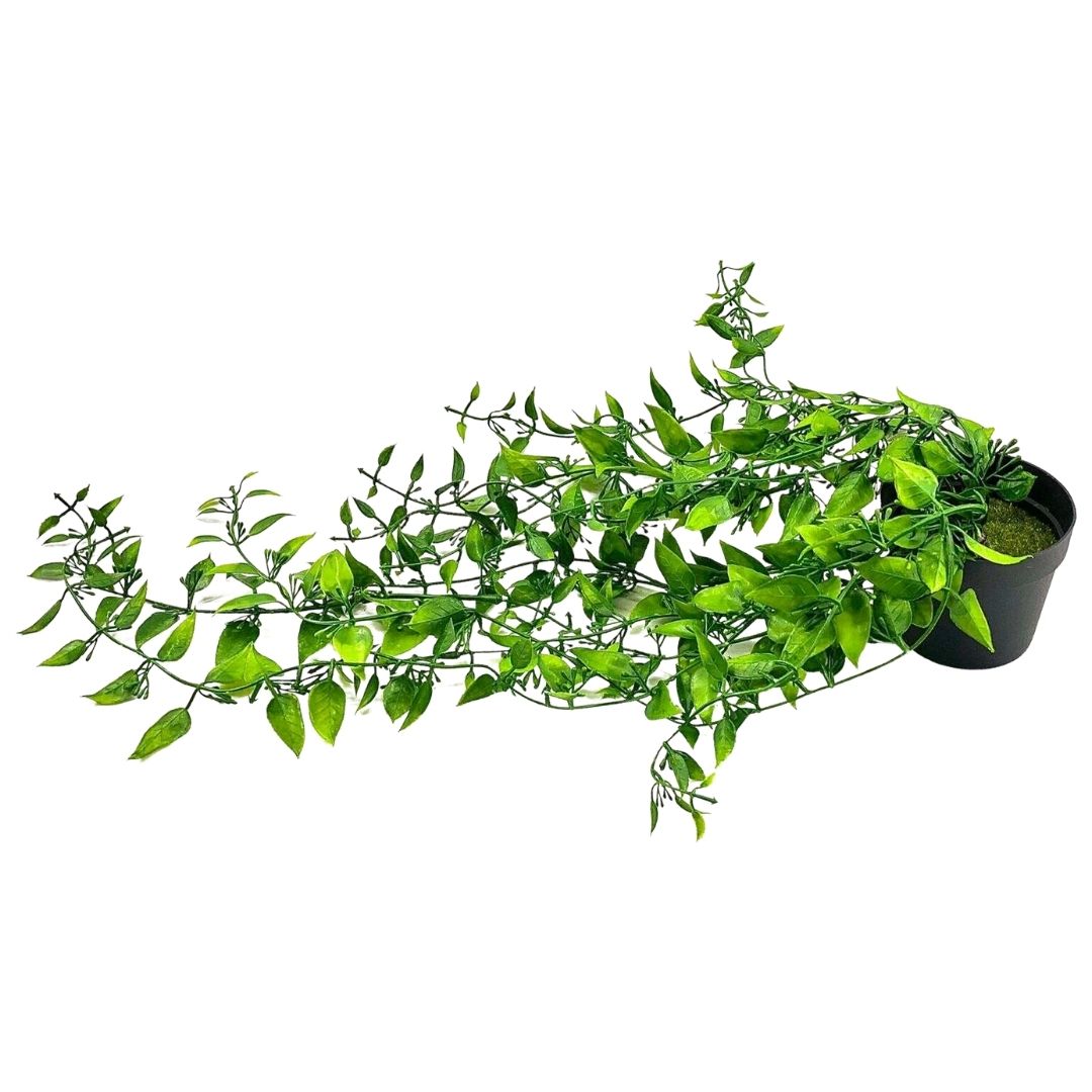 עציץ עלים מלאכותי ירוק גולש