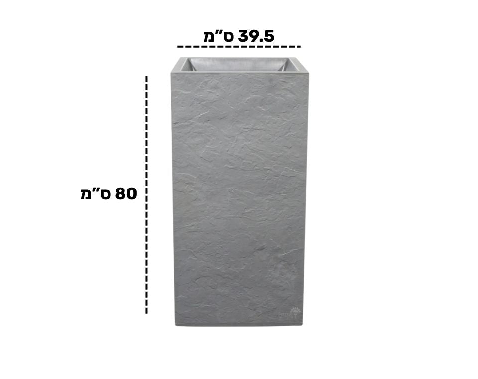 כד דמוי אבן | מידות 39.5X39.5X80 | אפור בהיר