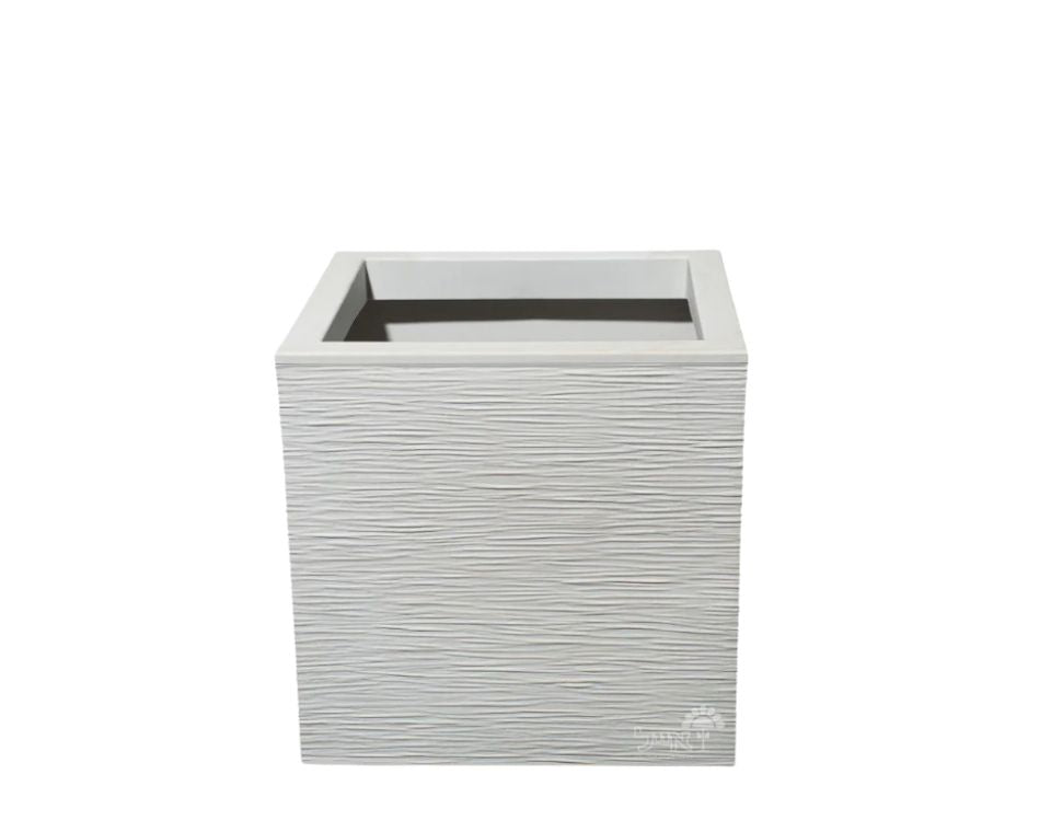 אדנית פסים | מידות 29.5X29.5X29.5 | לבן