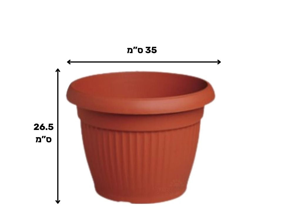 עציץ דמוי חרס פסים| טרקוטה | קוטר 35 ס"מ | 15 ליטר
