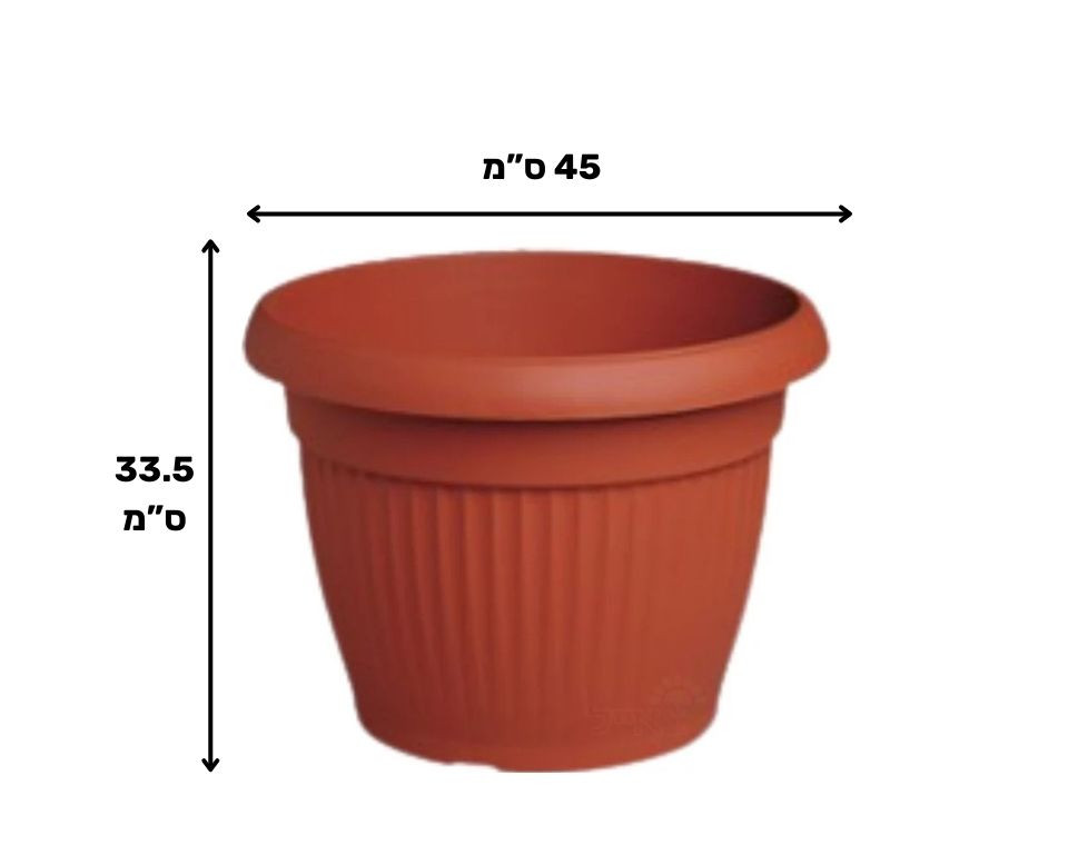 עציץ דמוי חרס פסים | טרקטוקה | קוטר 45 ס"מ | 33 ליטר