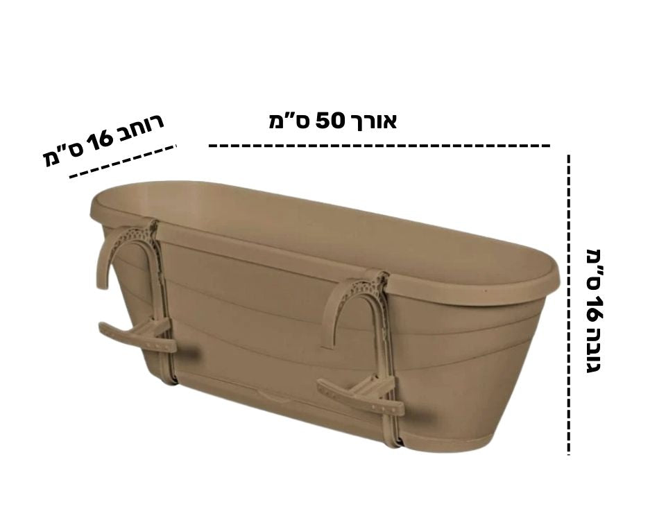 אדנית מעקה עדן | 50 ס״מ | בעלת תחתית אינטגרלית | חאקי