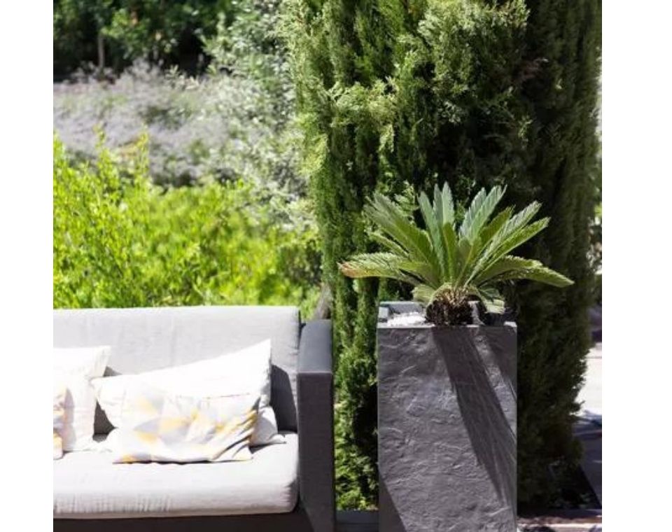 כד דמוי אבן | מידות 39.5X39.5X80 | אפור בהיר