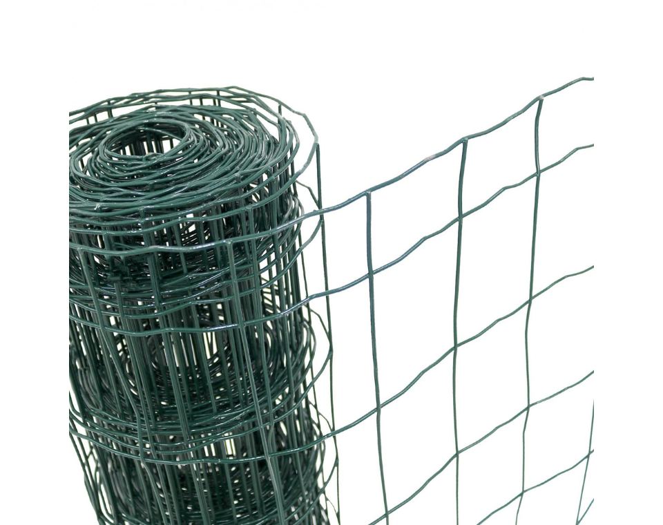 גדר רשת מולחמת מצופה PVC | ירוק | 1X25 מטר | 7.5X5 ס"מ