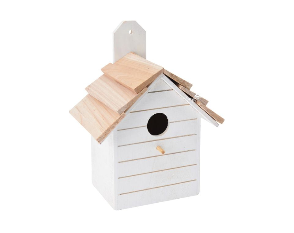 תיבת קינון מעץ לציפורים קטנות | 22X16 | דגם 7653350 | לבן
