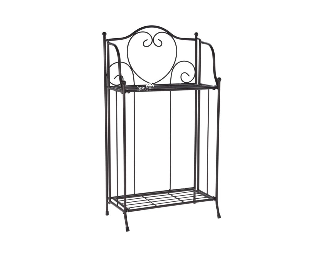 מעמד ברזל מעוטר לעציצים | 2 קומות | דגם 38000260 | 65X34 | שחור