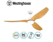 מאוורר תקרה דקורטיבי 52" | דגם Magnolia לבן/מייפל | כולל גוף תאורה מובנה