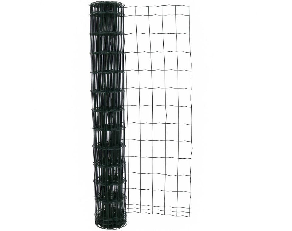 גדר רשת מולחמת מצופה PVC | ירוק | 1X25 מטר | 7.5X5 ס"מ