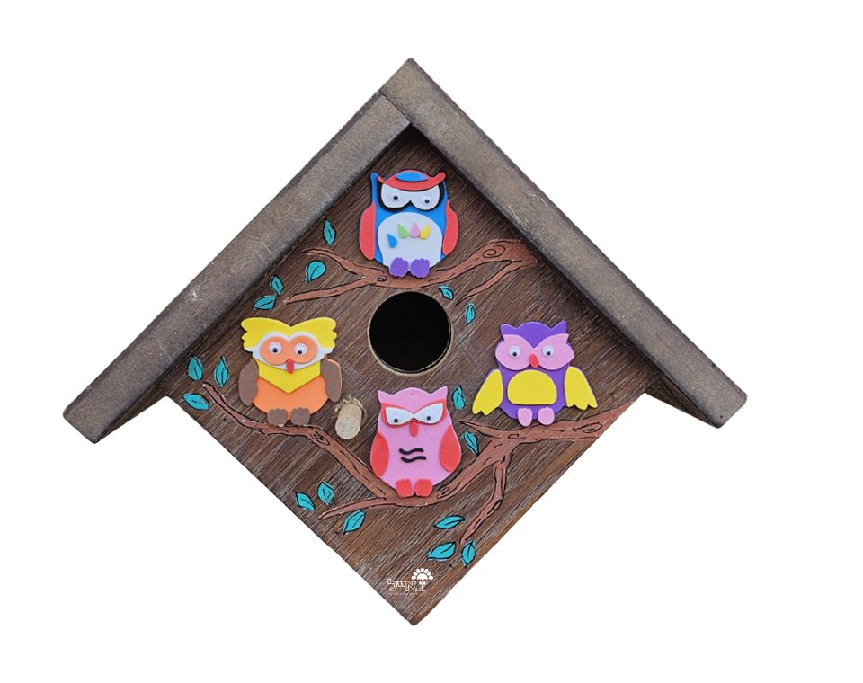 תיבת קינון לציפורים בעבודת אומן | 24X25 | דגם 811 - ינשופים