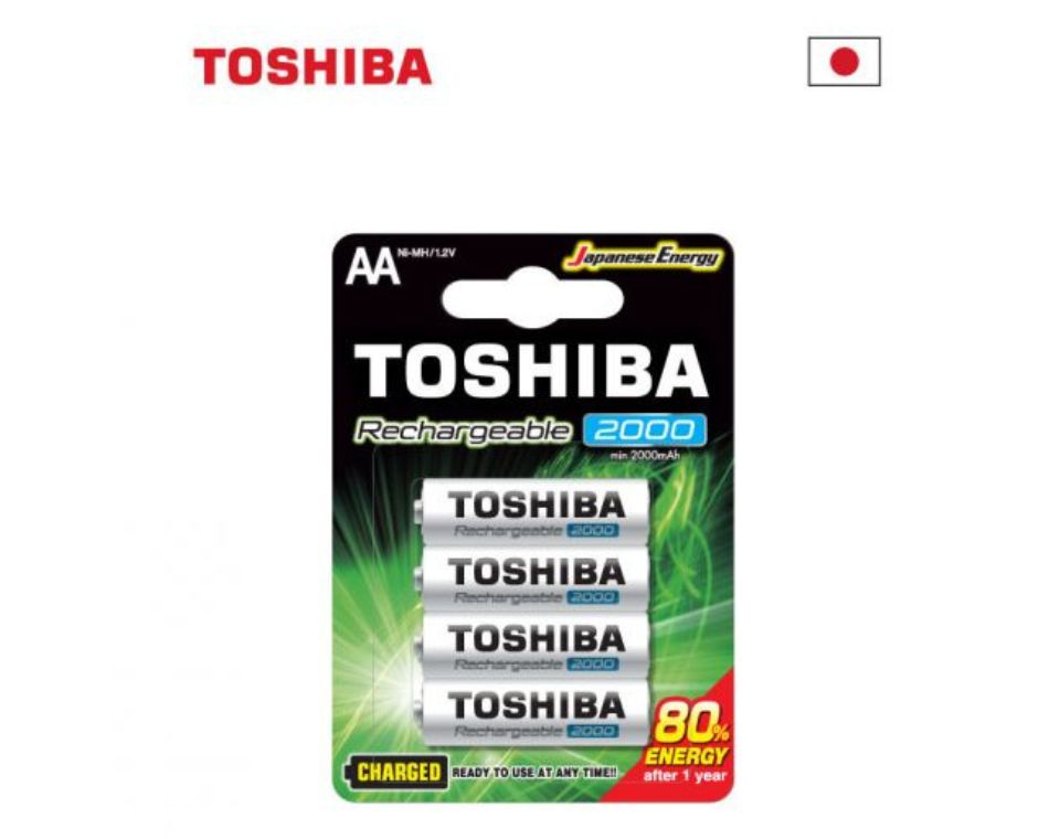 רבעיית סוללות AA נטענות | 2000 mAh | טושיבה
