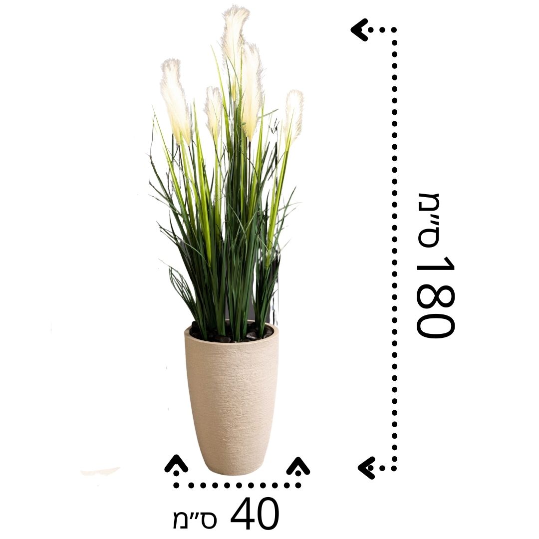 עשבוני שערות לבנות ענק מלאכותי | בכד פמילי | ס"מ 180
