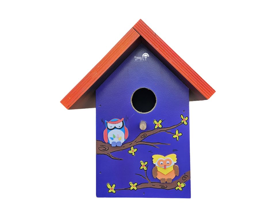 תיבת קינון לציפורים בעבודת אומן | 27X22 | דגם 818 - ינשופים