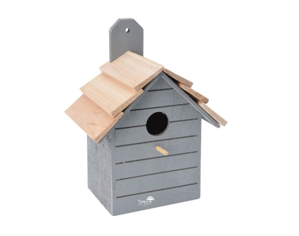 תיבת קינון מעץ לציפורים קטנות | 22X16 | דגם 7653350 | אפור