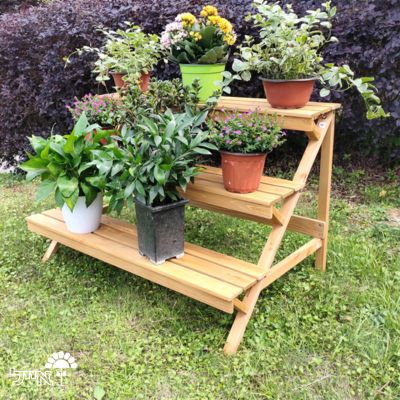 מעמד עץ מדורג לעציצים | 3 קמות | דגם 1011 | 90X60