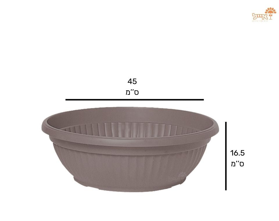 קערה דמוי חרס פסים | חאקי | קוטר 45 ס״מ