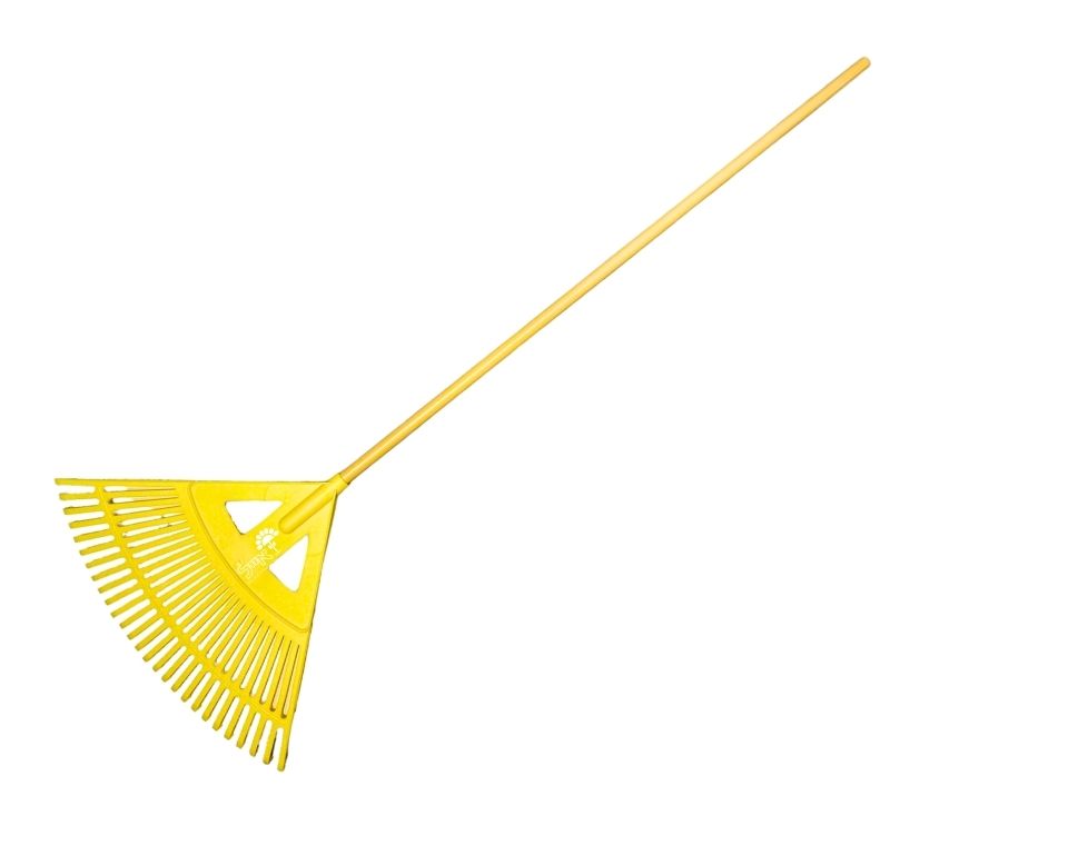 מגרפת עלים פלסטיק ידית עץ | 150 ס"מ