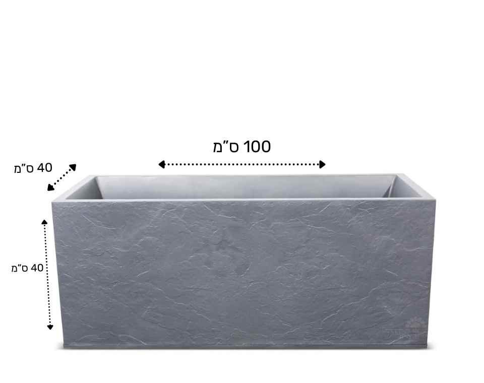 אדנית דמוי אבן | מידות 100X40X40 | אפור בהיר
