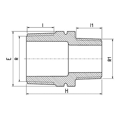 ניפל מעבר הברגה חיצונית ''1 - ''3/4