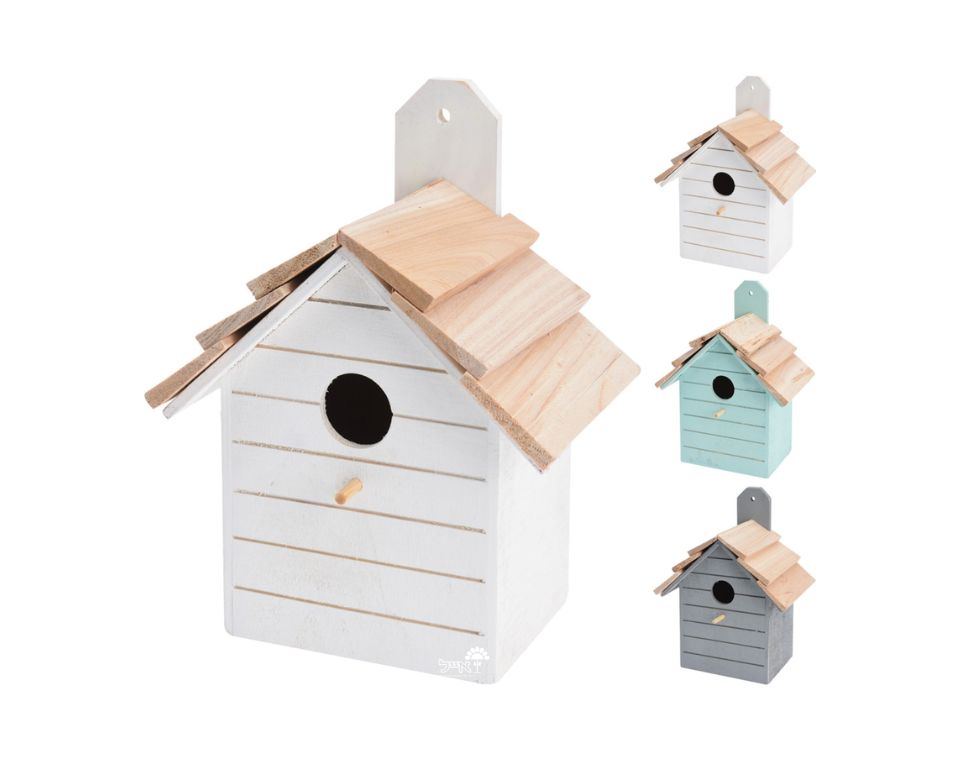 תיבת קינון מעץ לציפורים קטנות | 22X16 | דגם 7653350 | מנטה