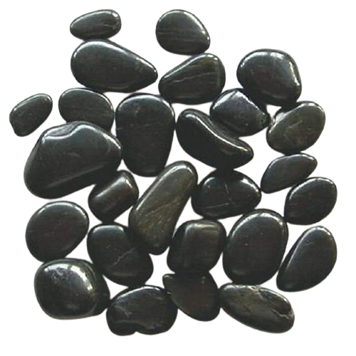 חלוקי נחל שחור מבריק גודל 4 | שק 18 ק"ג