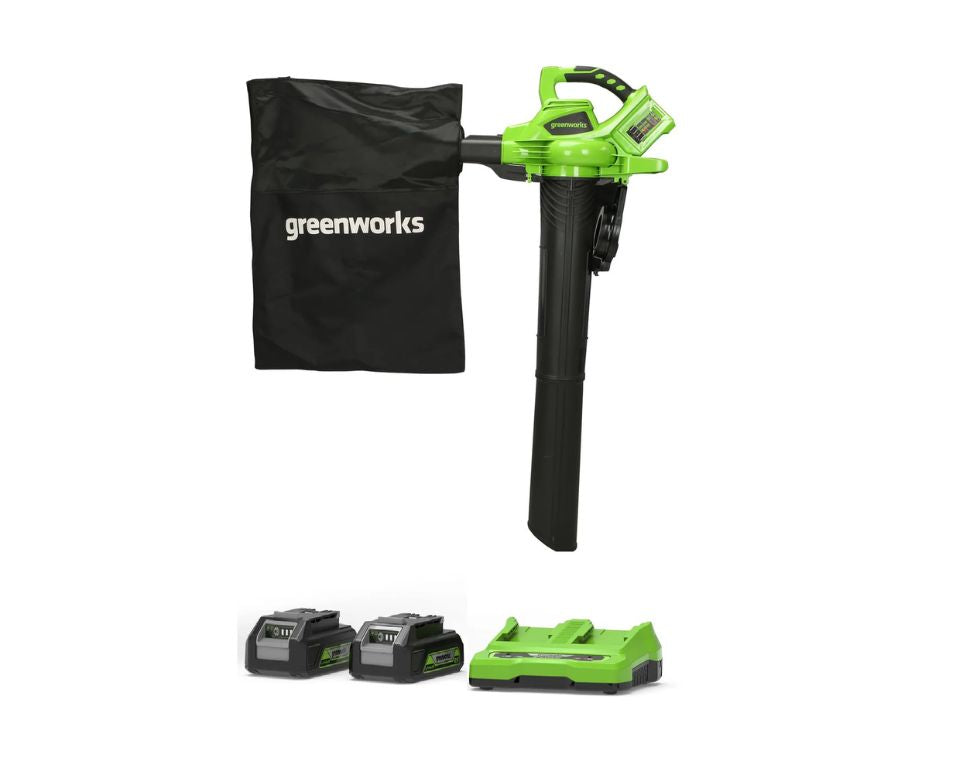 שואב / מפוח עלים 48V(2X24V) עם שתי סוללות 5.0Ah | שקע USB | מטען Dual Port (4A)