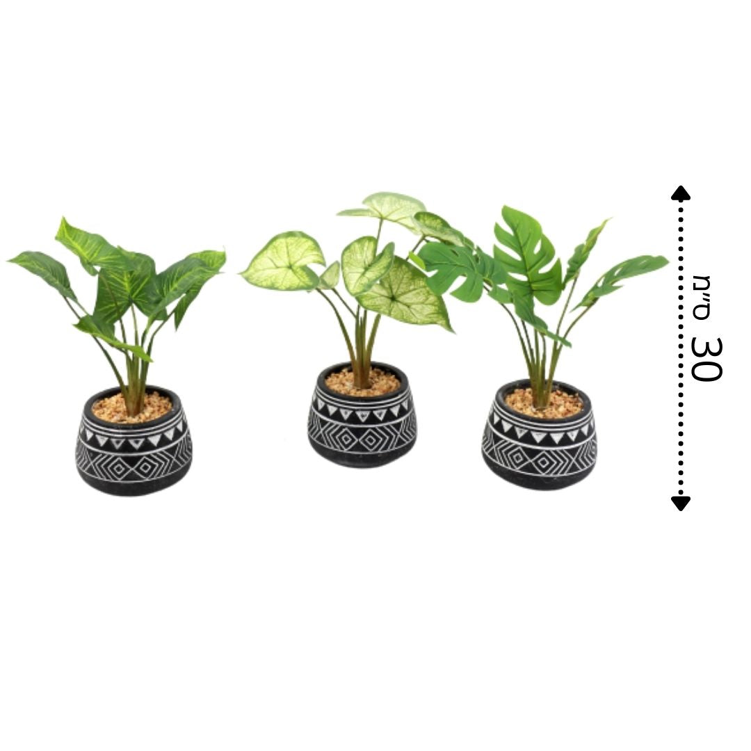 עציץ מלאכותי בכלי מעוטר