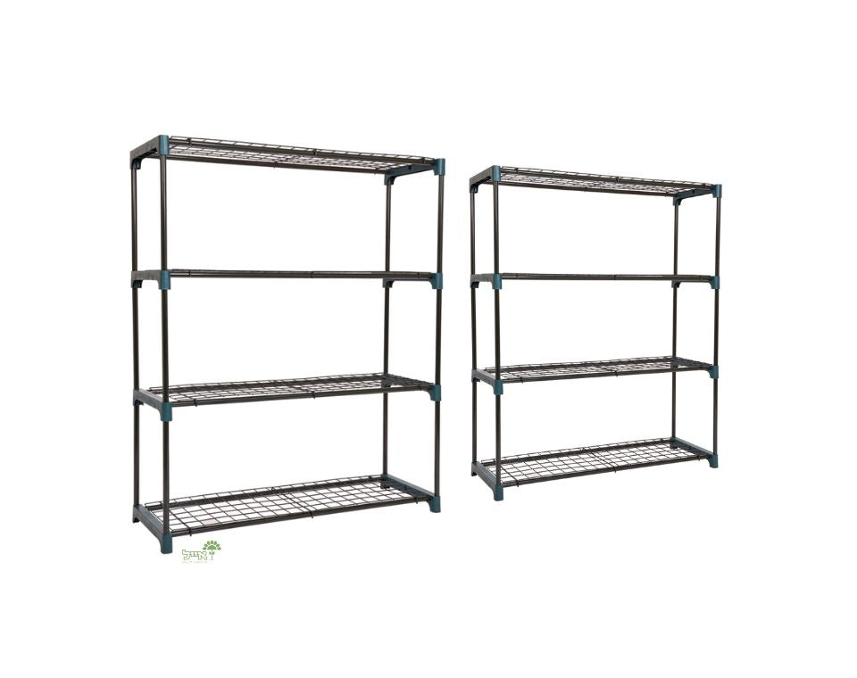 מעמד ברזל כפול לעציצים | 4 קומות | דגם 08907 | 106X90 | שחור-ירוק