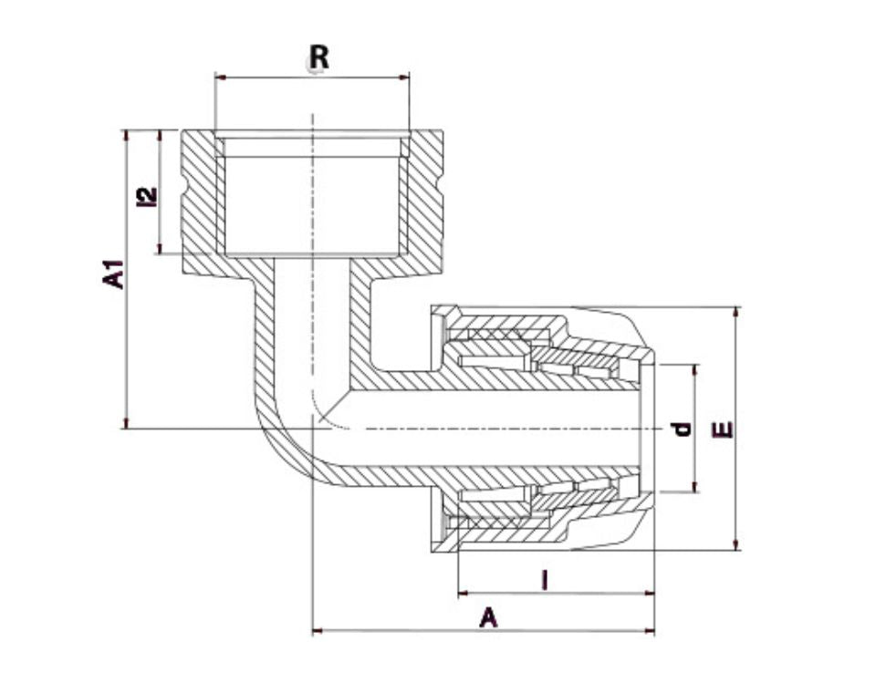 זווית הברגה פנימית 16 מ״מ | סדרה חומה