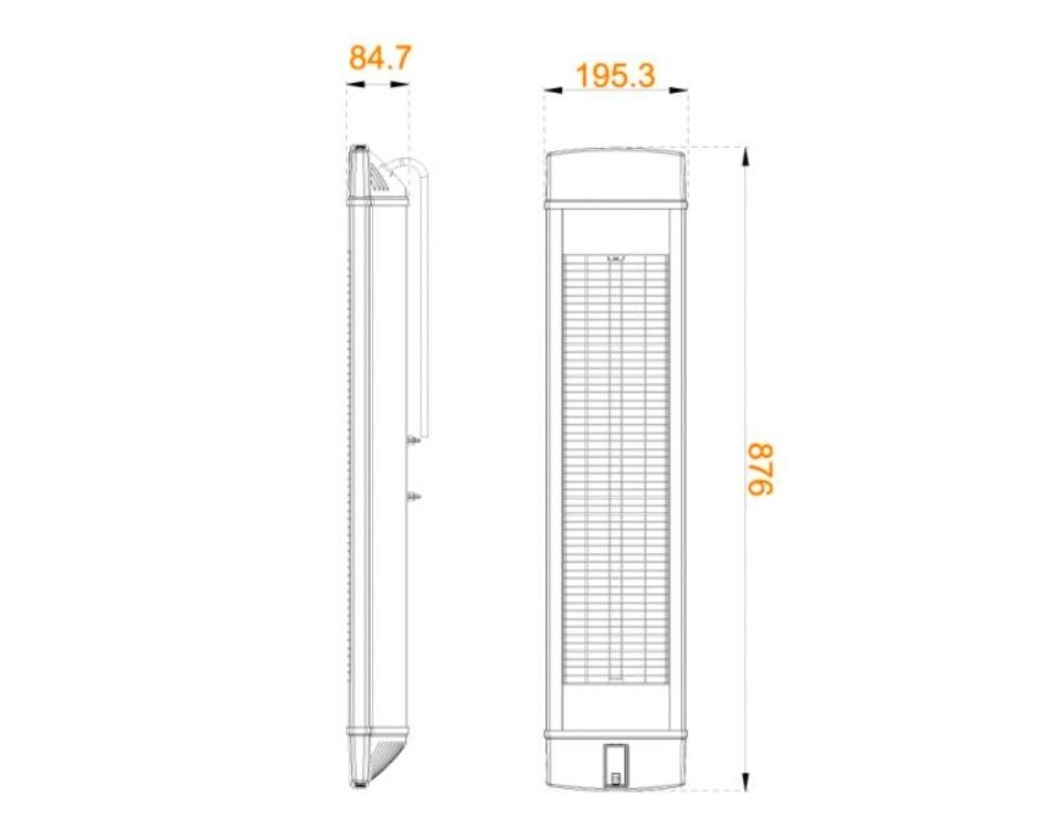 תנור חימום קיר מוגן מים | ארבע דרגות חימום | RAINBOW | 2500W